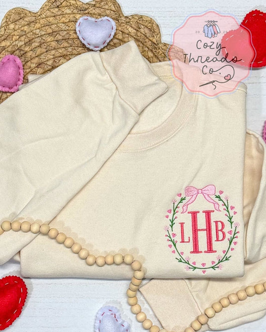 Valentine's Day Bow & Heart Monogram 🎀