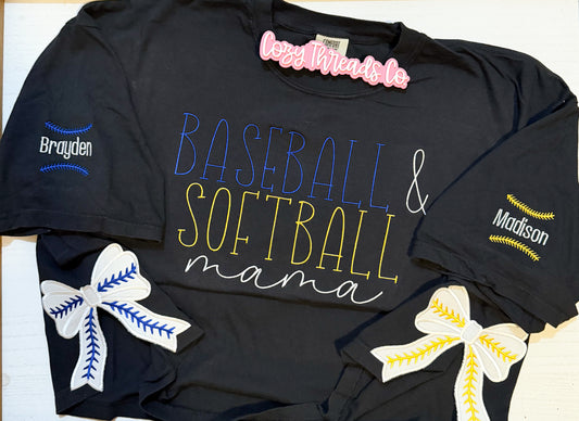 ⚾️🥎Baseball and Softball NAME with bows ⚾️🥎