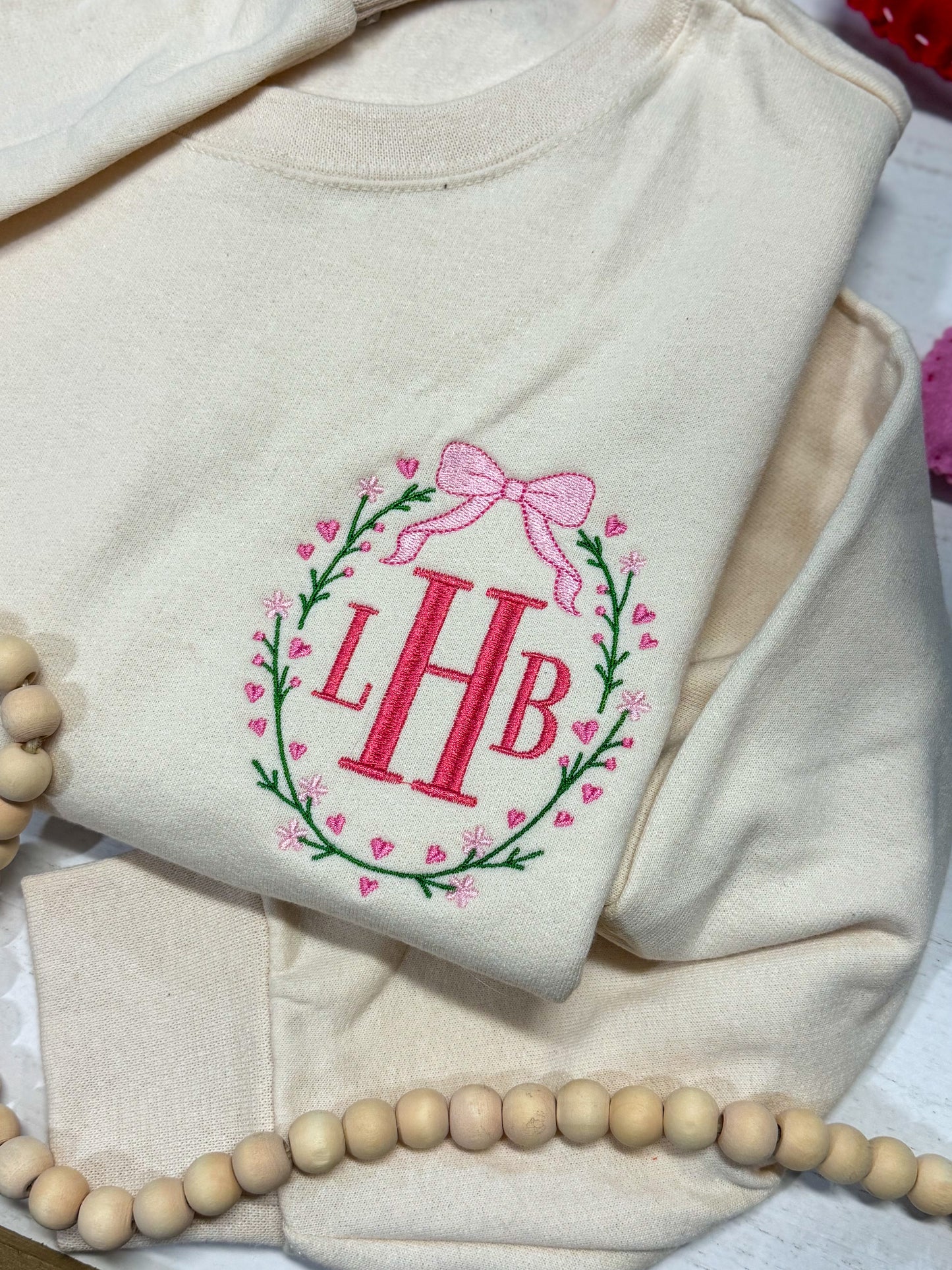 Valentine's Day Bow & Heart Monogram 🎀