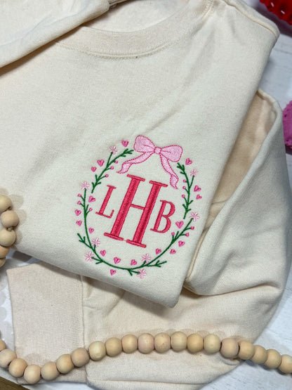 Valentine's Day Bow & Heart Monogram 🎀